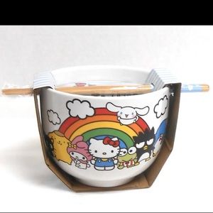 Hello Kitty and Friends Rainbow Colorful Ceramic Bowl with Chopsticks